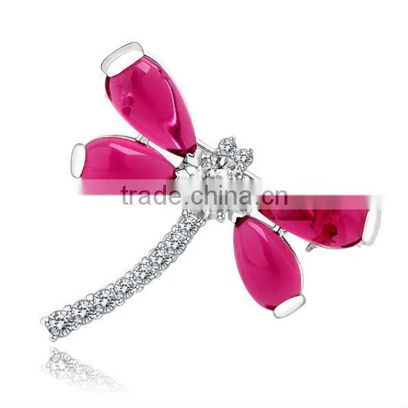 Dragon Fly Brooch pin for Men and Women With Platinum Plating and AAA Cubic Zircon