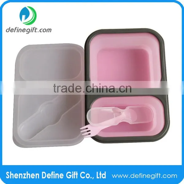 Non Stick Collapse Down After Lunch to Save Backpack Space Silicone Lunch Box Containers photo-2
