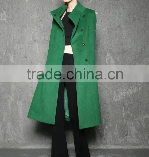 Green Long Coat Winter Coat Wool Jacket Army Coat photo-2