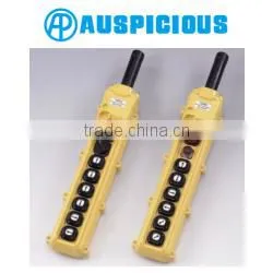 HS841 Hoist Waterproof Push Button Pendant Switch with Emergency Stop & 2 Position Selector Single Speed