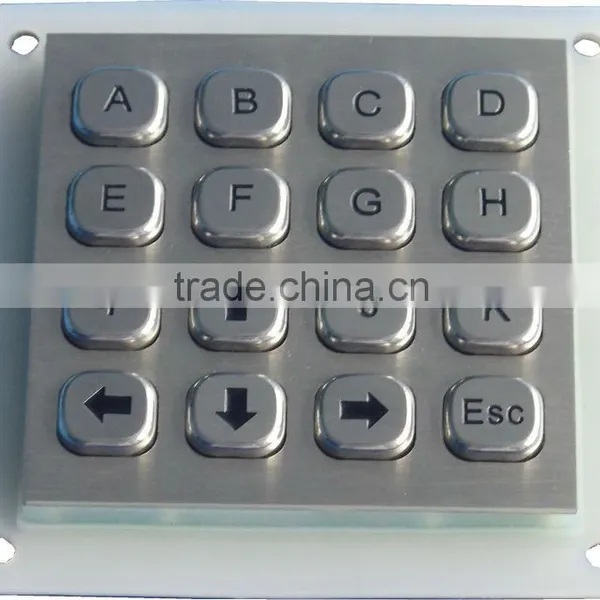 16 Keys IP 65 Vandal Proof Long Stroke Metal Numeric Keypad photo-2