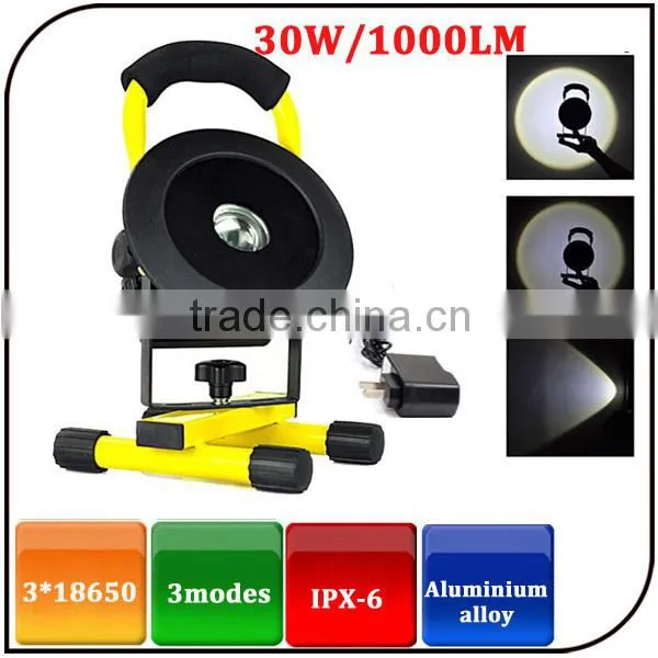 2015 Runtime 6 Hours 8.4V Aluminium Alloy Waterproof 30W Rechargeable Outdoor Led Floodlight Quality Choice