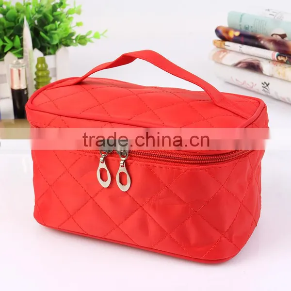 2016 Beauiful Cusmetic Bags Pure Color Middle Size Nylon Lady Handbags photo-5