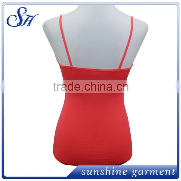 Sexy Women Red Spandex Spaghetti Strap Tank Top photo-3