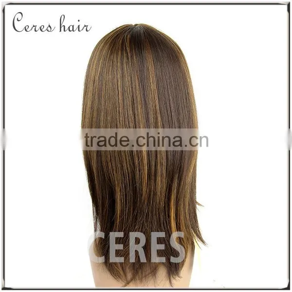 100% Remy Hair Glueless Silk Top Full Lace Wig F4/30 Mixed Color Silk Top Full Lace Wig Silky Straight Realistic Full Lace Wig photo-5