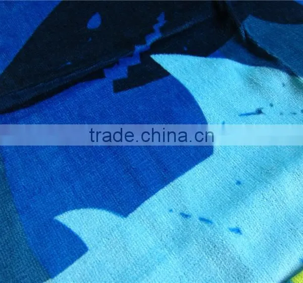 100% Cotton Ocean Blue Shark Printed Beach Towel Blue Ocean Beach Towel photo-4
