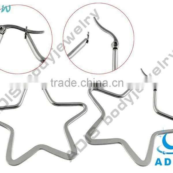surgical steel five star shape earrings jewelry piercing
