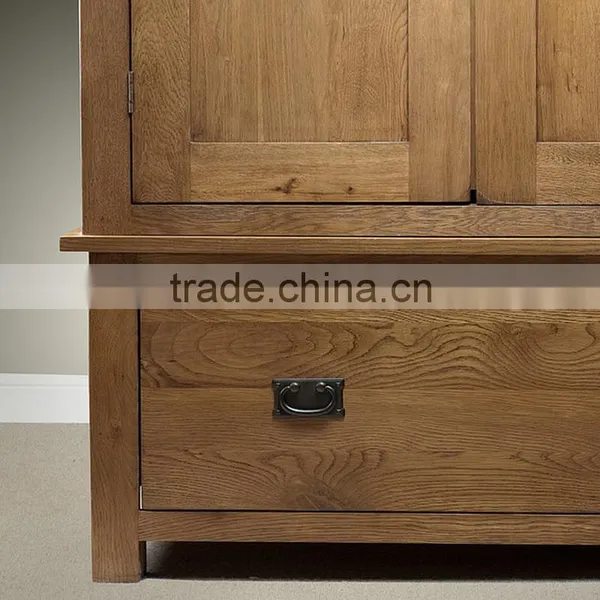 Rustic Solid Oak Wood 2 Doors Wardrobe photo-2