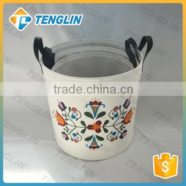 100% Cotton High Quality Hamper Baskets Wholesale With PU Handle