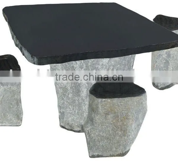 Black basalt garden table