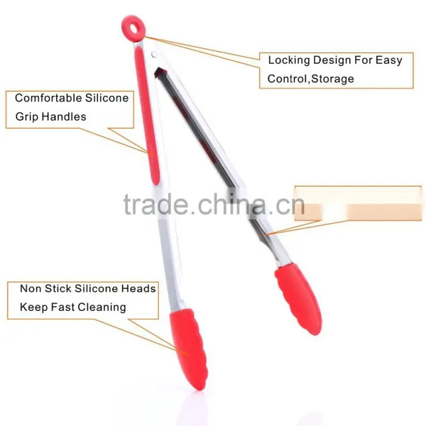 OEM Laser Logo Multiple Functional Silicone BBQ Pasta Tongs photo-4