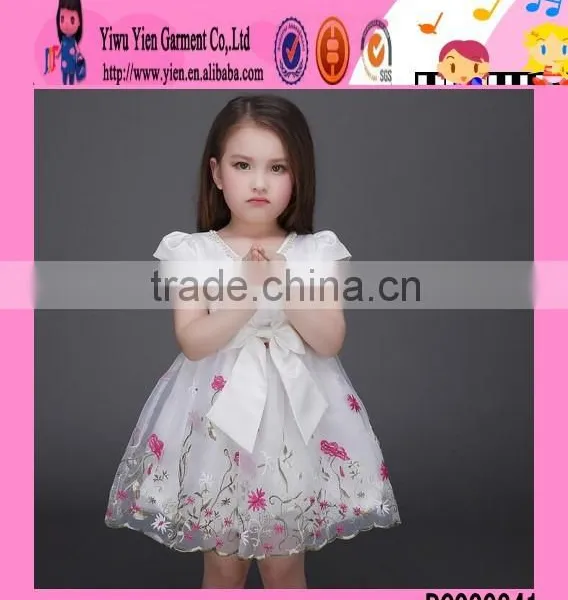Top Quality Cartoon Baby Kids Traditional Dresses Satin Material Sweet Girl White Ball Gown Dresses for Kids photo-5