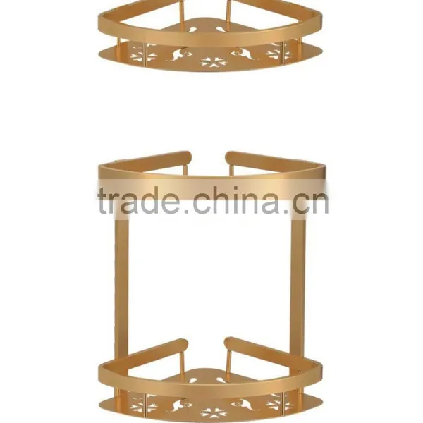 Aluminum Bathroom 2-Tier Corner Shelf Basket Wall Mounted, Silver Sand Sprayed photo-3