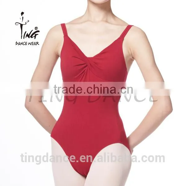2015 Women Double Straps Camisole Ballet Leotard Ruffled Front Adult Gymnastics Leotard