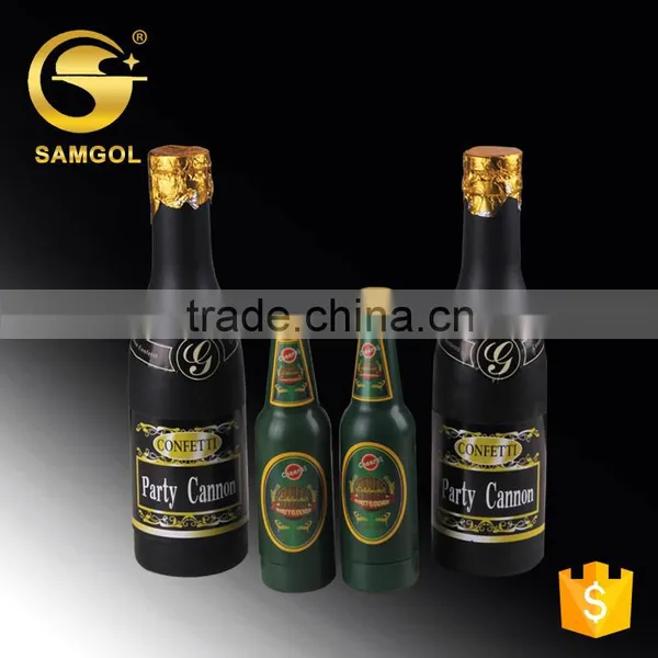 Champagne bottle party popper with display box for outer packing