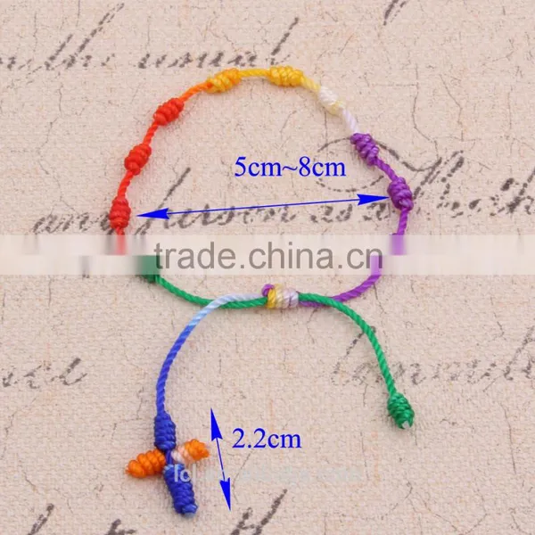 2015 New Designs Bracelet Pure White & Colorful Rope Cross Bracelet Jewelry Hand Made Bracelet for Woman Cute Girl Childen photo-5