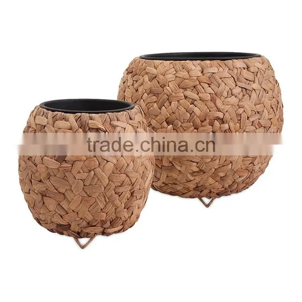 Metal-framed & Inside Pots Water Hyacinth Big Wholesale Plant Pots photo-2