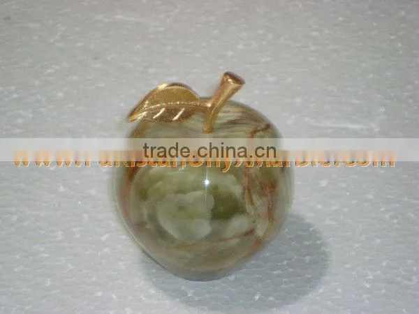 Most Amazing WHOLESALE 2017 NATURAL STONE ONYX APPLE WITH BRASS LEAF HANDICRAFTS photo-5