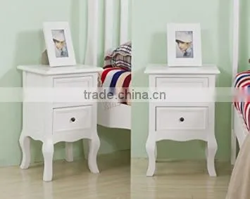 Set of Two Small Traditional Style Bedside Table in White photo-2