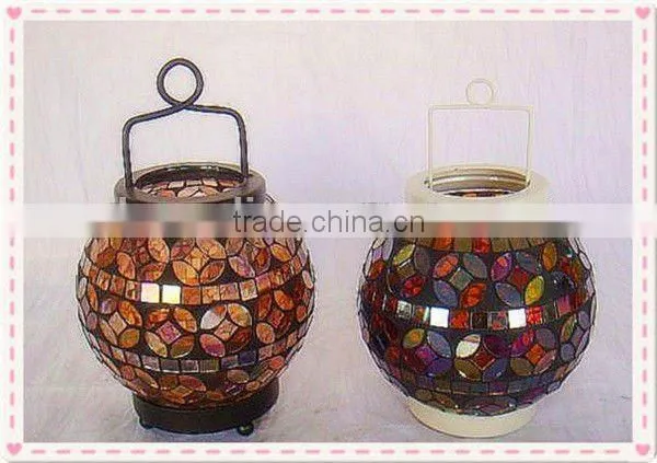 Flower Design Hanging Colored Mosaic Lantern photo-5