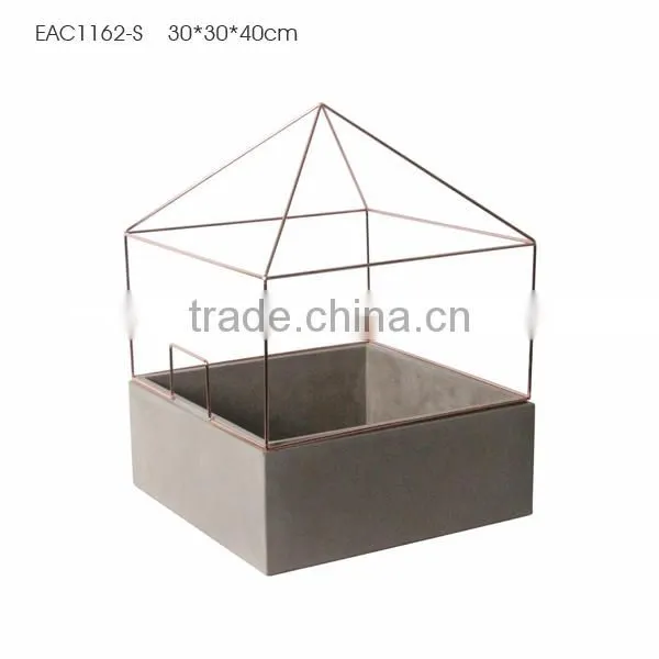 Square Concrete Hanging House Like Flower Pot Succulent Pot photo-4