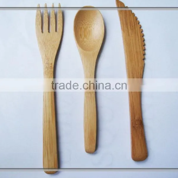 Wood Dinnerware Bamboo Kitchenware Spoon Fork Knife for Hotel or Restaurant