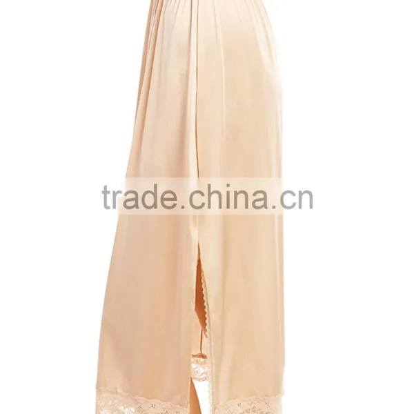 Side Slit Lace-Trim Half-Slip Skirt Long photo-5