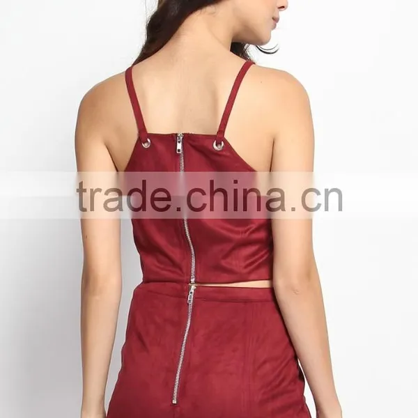 Mogan Faux Suede Eyelet Strap Tank Top Boho Sexy Bralette Cami Top photo-4