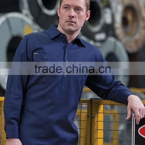 COTTON WORKIng UNIFORM HI VIS SHIRT OPEN FRONT LONG SLEEVE WORKWEAR SHIRTS photo-5