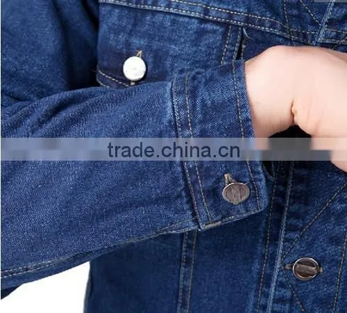 Button Front Stone Washed 10.5OZ Cotton Denim Jacket Jeans Denim Pants photo-3