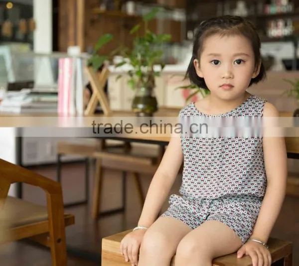 New Fashion Girl Sleeveless Set Chifon Blouse Set for Baby Girl Printed Flower Dress Jumpsuit photo-5