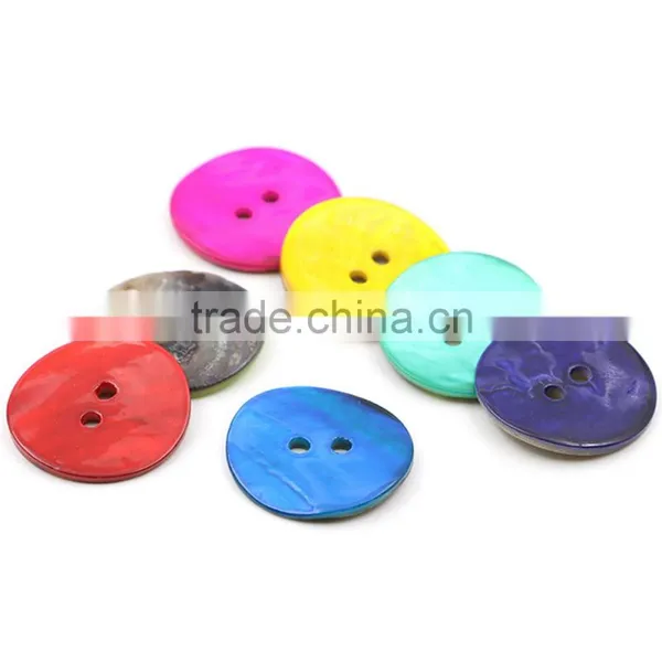 High Quality Colorful 2-Holes 100pcs/Bag Round Natural Shell Button Mother of Pearl Buttons photo-4