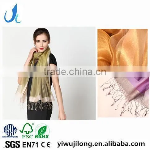 2017 Latest Fashion Organza Scarves Two Layer Silk Scarf Best Selling for Ladies Silk Scarf Hijab Caps