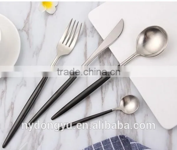 304 Stainless Steel White Gold Knife Fork Spoon 4 Piece Set Tableware/chnuhuka Fork Knife Set Cultery /fancy Dining Tableware photo-6