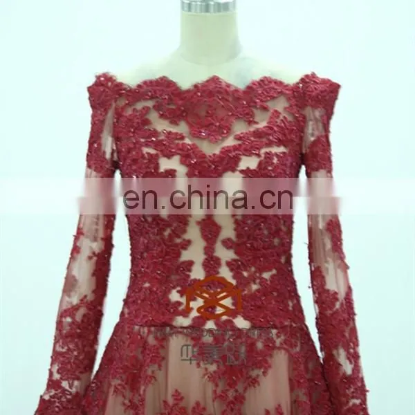 Zuhair Murad Dresses Price Red Carpet Long Sleeve Lace Celebrity Dress HMY-D170 Real Model photo-3