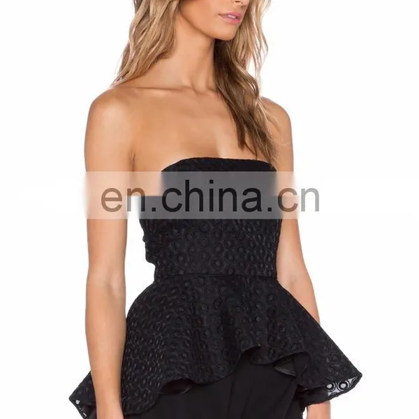 Black Strapless Off Shoulder Girls Party Wear Tops photo-3
