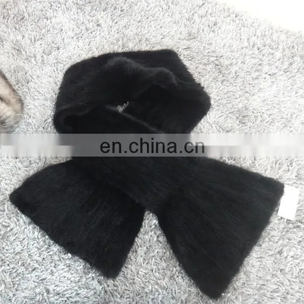 High Quality Knitted Black Mink Fur Scarf European Style photo-2