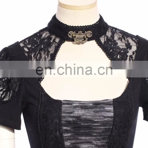 Steam Punk Short Sleeve Neck Choker Top photo-2