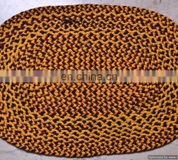 Indian Embroidered Handmade Door Mat Ethnic Style Braided Floor Mat Reversible Cotton Rug photo-3