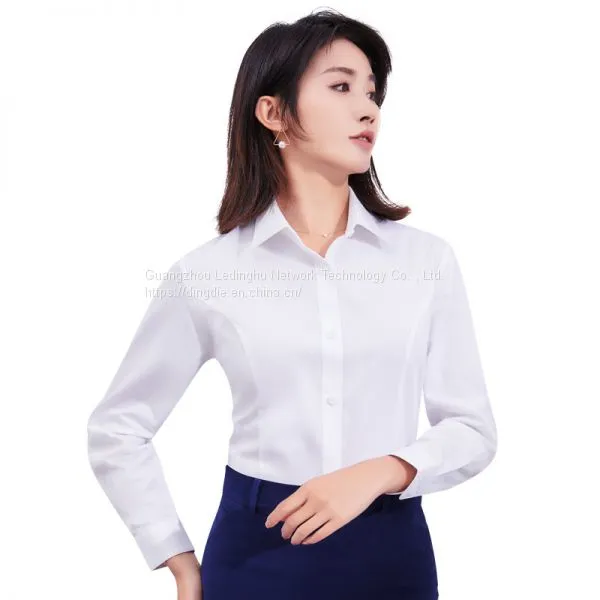 Women's Shirt Spring and Summer 100S Double-stranded Cotton Liquid Ammonia Non-iron Professional Wear Tooling Long-sleeved Shirt Customization photo-2