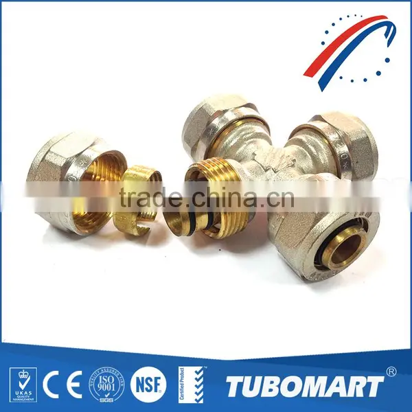 Tubomart HPB58-3A Brass Screw Cross Fitting Chrome-plated Gas Pipe Fitting for Heating photo-3