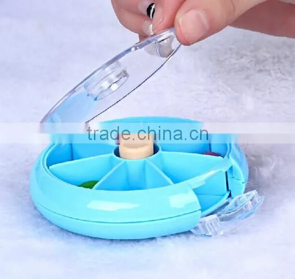 7 Day Round Rotating Press Button Plastic Pill Case/ Plastic Pill Box photo-2