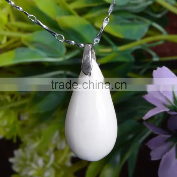 Enamel Famille Rose Porcelain Glazed Ceramic Rain Drop Pendant Necklace photo-3