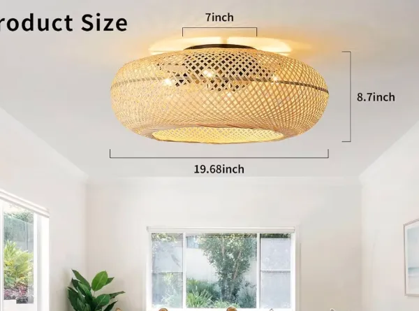 20 inch Bohemian rattan cage ceiling fan with embedded enclosed silent frequency conversion remote control and 6-speed timing（Wechat:13510231336）