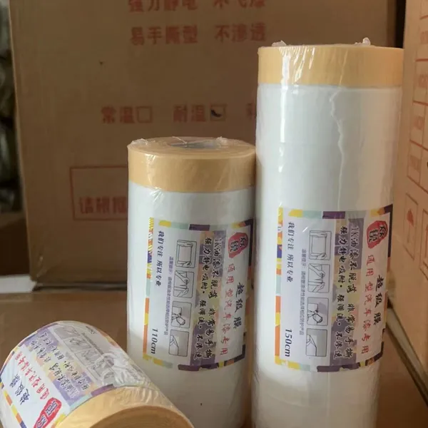 Pre-Taped Masking Film Pre-Folded Overspray Paintable Plastic Protective Sheeting for Auto Painting Cover Cars