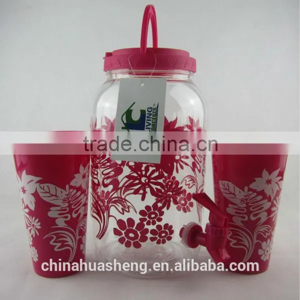 BPA Free PET Water Jar Set ,5 Sets Water Jar ,Plastic Juice Jar With Cups photo-5