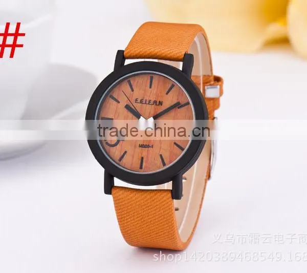 M020-1 Simulation Wooden Men Watches Wood Color Leather Strap Watch Antique Wrist Watches Clock Men Relojes Hombre photo-4