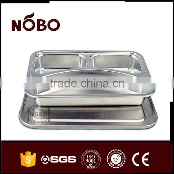 Metal 201 Stianless Steel 3 Compartment Bulk Dinner Food Tray photo-2
