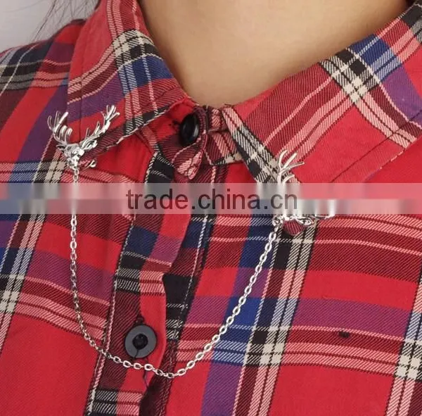 Antler Sweater Chain Clips Cardigan Clips Collar Clips Gold Sweater Guard Brooch photo-2