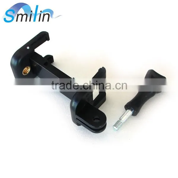 Dual Connector Camera Adapter 1/4"-20 Screw Spring Clip Mount Bracket for Tripod Monopod photo-2